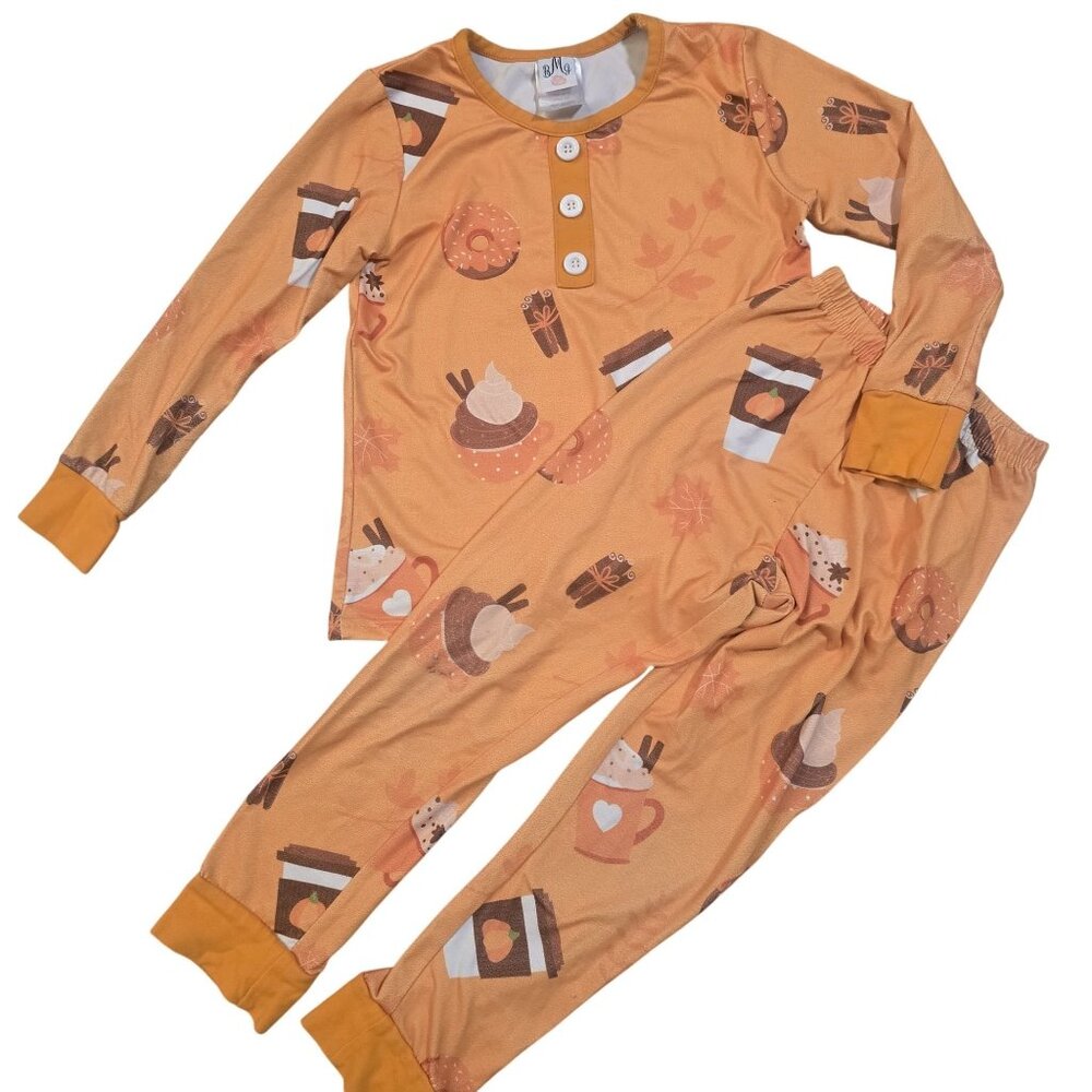 BMG kids Pumpkin Spice-Themed Kids fall Pajama Set top and pants soft Size 6/6X